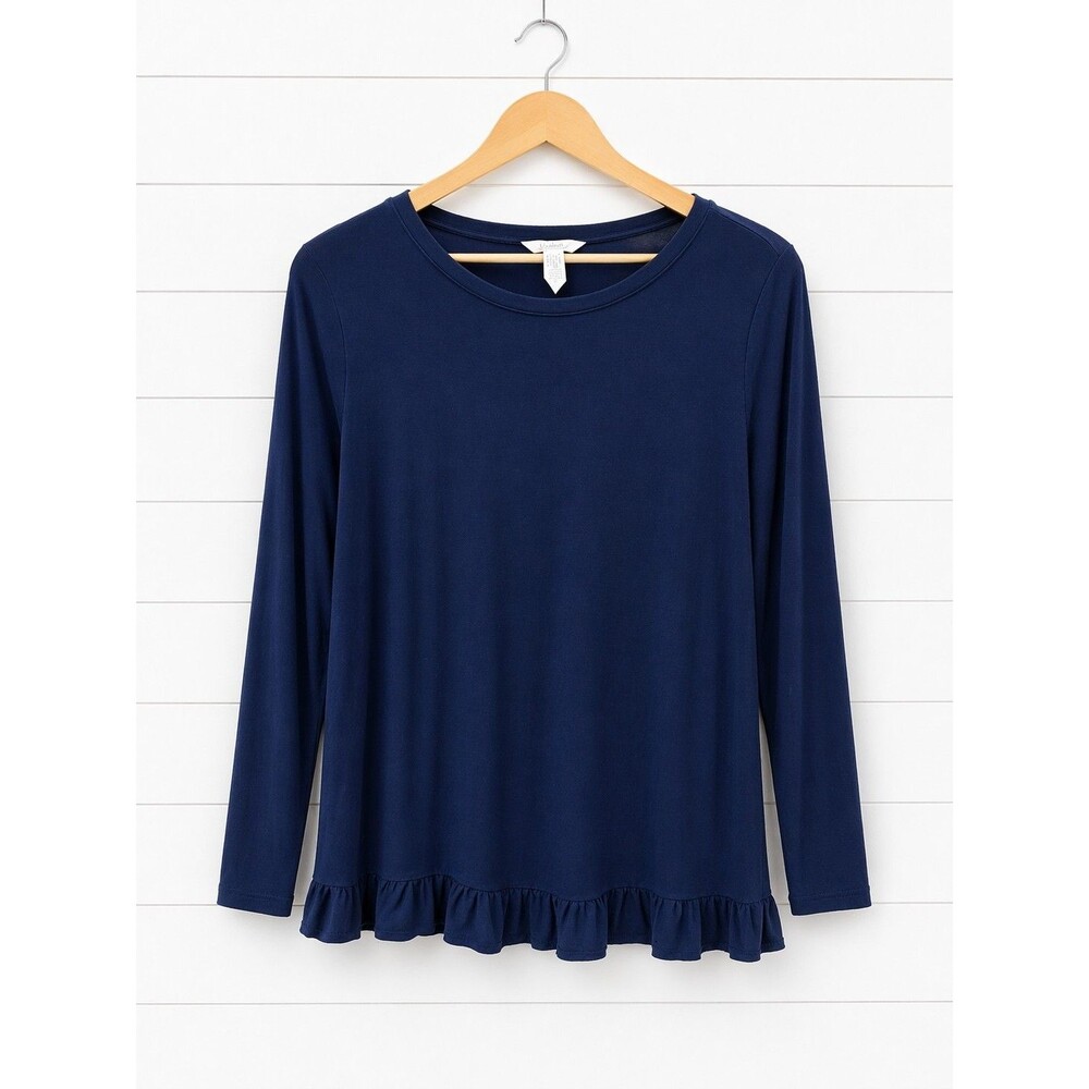 Matilda Jane Navy Long Sleeve Ruffle Crew Neck  T shirt M